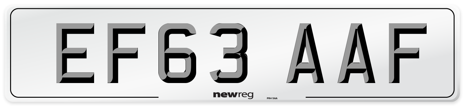 EF63 AAF Number Plate from New Reg